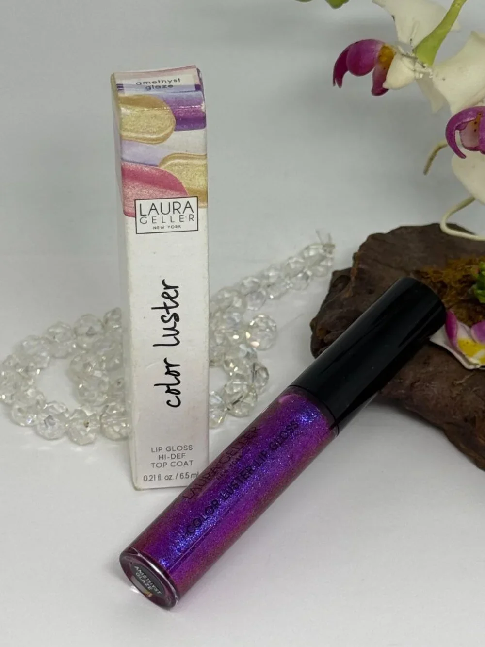 2x Laura Geller Color Luster Lip Gloss Hi-Def Top Coat - Amethyst Glaze - NIB